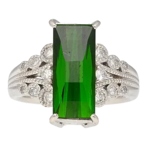 Vintage Platinum 3.19 Carat Indicolite Tourmaline & Diamond Filigree Ring Size 6