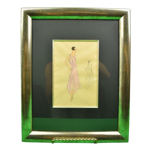 Lanvin of Paris C1920s Fashion Model Original Watercolour For Sale