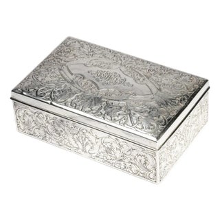 Stunning Antique Tiffany & Co Sterling Silver Box Art Nouveau Engraved Presentation Box Nyc New York History Luxury Home Decor For Sale