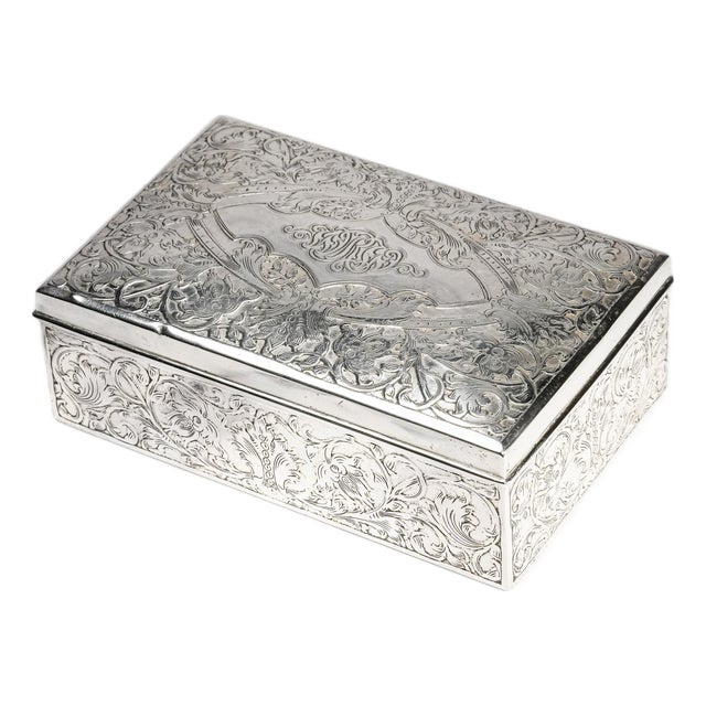 Stunning Antique Tiffany & Co Sterling Silver Box Art Nouveau Engraved Presentation Box Nyc New York History Luxury Home Decor For Sale
