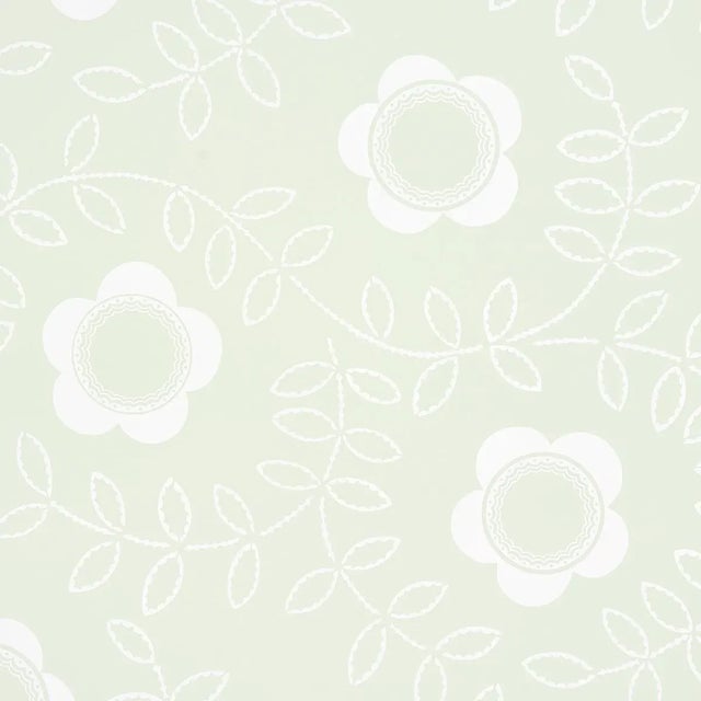 Sample - Schumacher x Neisha Crosland Tudor Rose Wallpaper in Pistachio For Sale