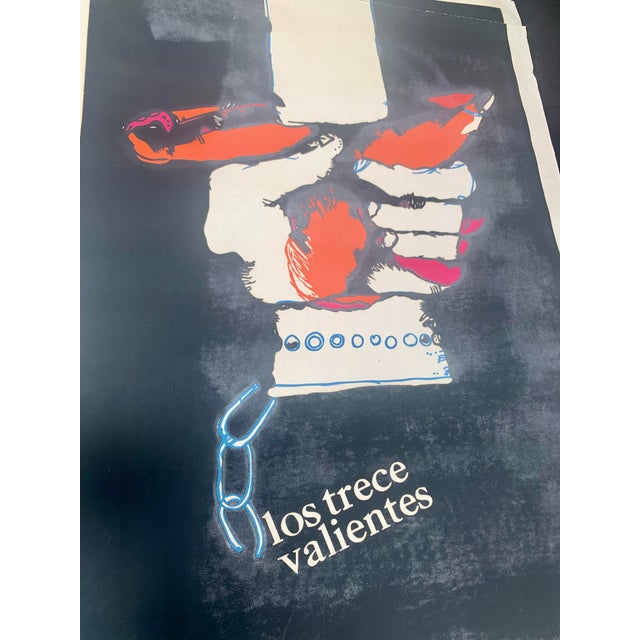 Mid-Century Modern 1973 Original Cuban Icaic Silkscreen Movie Poster "Los Trece Valientes" by Bachs For Sale - Image 3 of 7