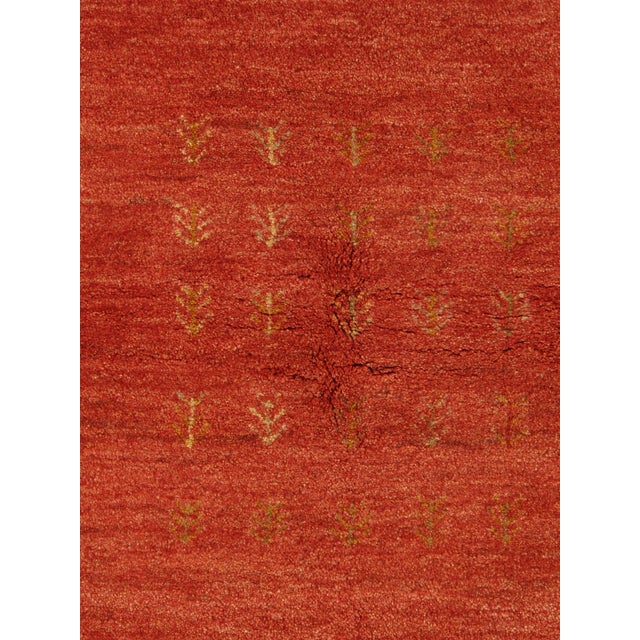 Tribal Vintage Hand-Knotted Persian Gabbeh Rug 4'0" X 5'9" For Sale - Image 3 of 4