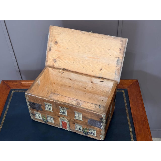 19th Century 19th Century English Pine Box Hand-Painted as a Georgian Country House For Sale - Image 5 of 8