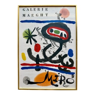 60s Miró Galerie Maeght Exhibition Lithograph Print Professional Frame For Sale