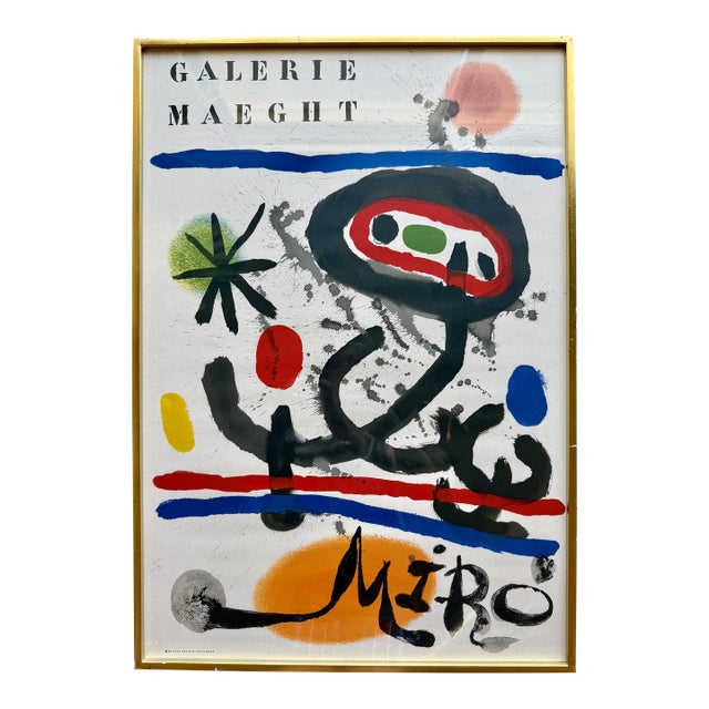 60s Miró Galerie Maeght Exhibition Lithograph Print Professional Frame For Sale