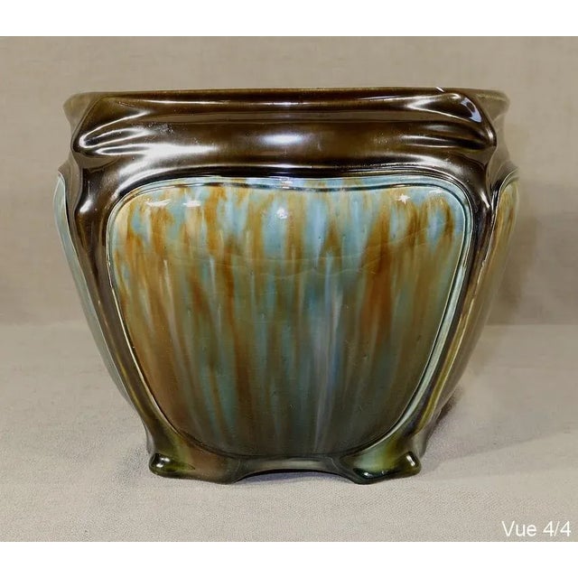 Ceramic Art Nouveau Earthenware Cache-Pot or Bowl in the style of H. Guimard, 1900s For Sale - Image 7 of 12