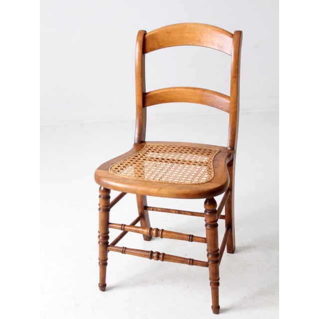 Farmhouse Vintage Cane Seat Chair For Sale - Image 3 of 9