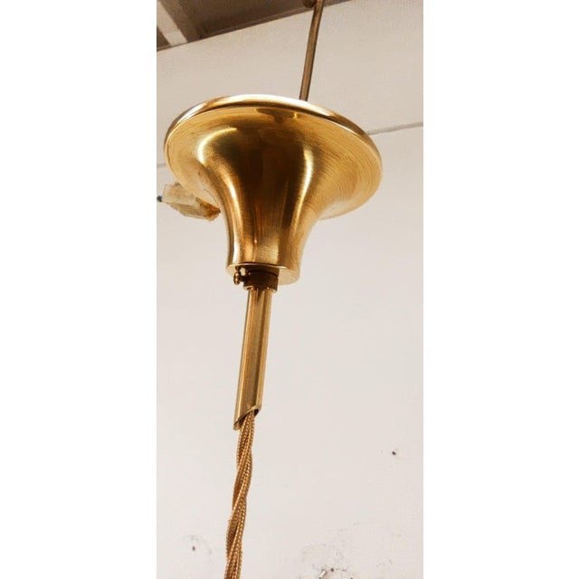Lackfolie with Gold Interior Silk Cord Suspension Light For Sale - Image 4 of 14