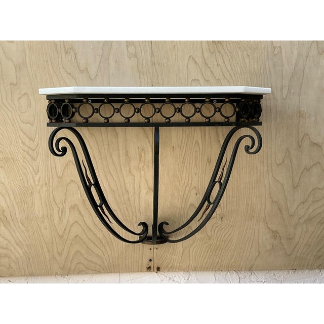 Vintage Scrolled Iron Wall Console After Royere For Sale - Image 11 of 17