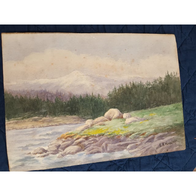 Antique early 1900s-late 1800s Watercolor painting by Lillian Augusta Howard, a listed Santa Cruz, California artist. The...