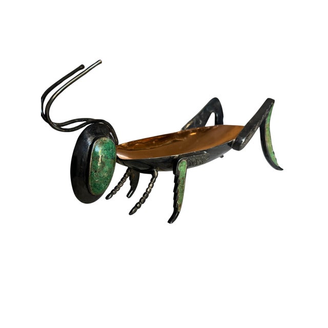 Los Castillo Grasshopper Copper Silver Plated Dish For Sale In Phoenix - Image 6 of 10