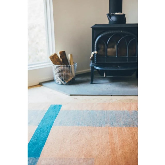 Dusty Rose, Rust, Aqua and Chambray Moroccan Flatweave Kilim Wool Rug - 8x10 For Sale - Image 11 of 12