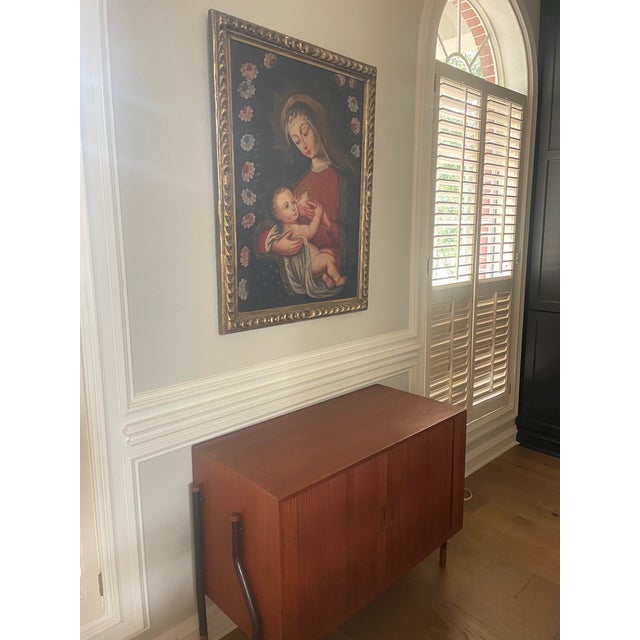 Attributed Cusco School Madonna & Child Oil on Canvas, Peru, 19th Century or Earlier, Family Provenance For Sale - Image 18 of 18