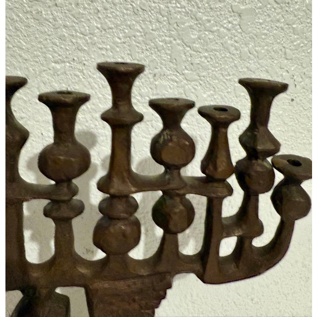 Milton Hebald, Milton Hebald Mid Century Bronze Menorah Sculpture WPA Artist Modernist Judaica, 1969 For Sale - Image 12 of 15