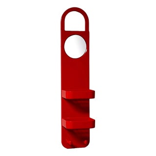 Red Wall Organizer with Mirror by Makio Hasuike for Gedy, Italy, 1970s For Sale