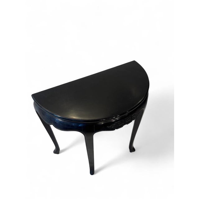 Black Vintage Half-Moon Console Table, 1920 For Sale - Image 8 of 11