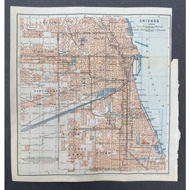 Chicago folding map from a 1909 travel guide of North America.