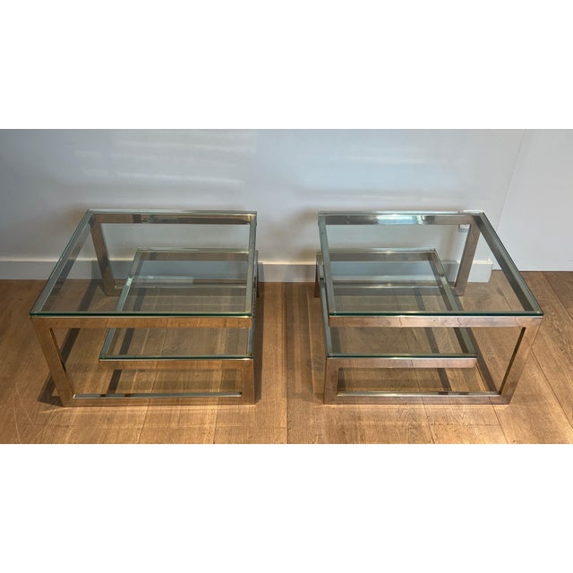 1970s Design Chrome Side Tables - a Pair For Sale - Image 4 of 12