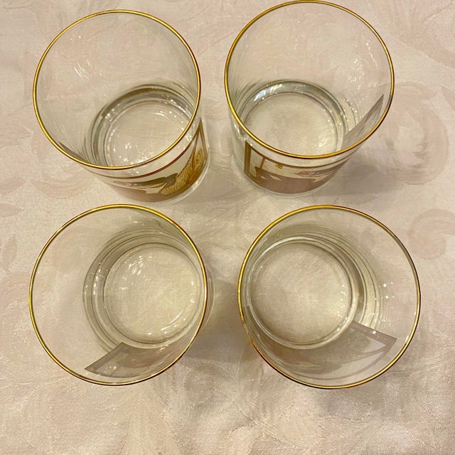 Vintage Double Old Fashioned B Atwater Bass Fishing Print Glasses- Set of 4 For Sale - Image 4 of 6