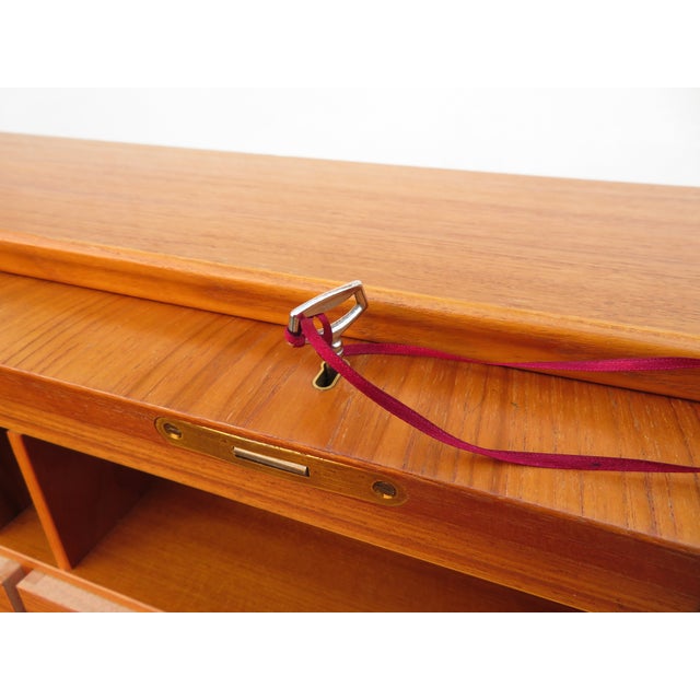 Mid Century Swedish Teak Roll Top Secretary Desk by Egon Ostergaard ~ Scandinavian or Danish Modern Style ~ Vintage Dresser For Sale - Image 14 of 18