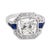Contemporary 1980s Gia 3.02 Carat Old Mine Cut Diamond Sapphire 18k White Gold Engagement Ring, Size 7 For Sale - Image 3 of 6