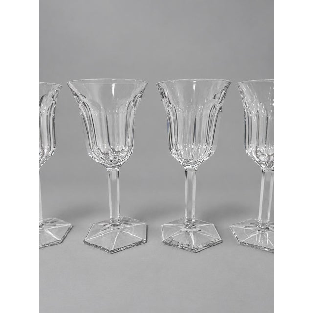 Mid 20th Century Set of 4, Baccarat France "Malmaison" Pattern Crystal Claret Wine Glasses For Sale - Image 5 of 7