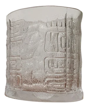 Large Vintage Glass Vase or Bowl with South American/Inca Ornaments