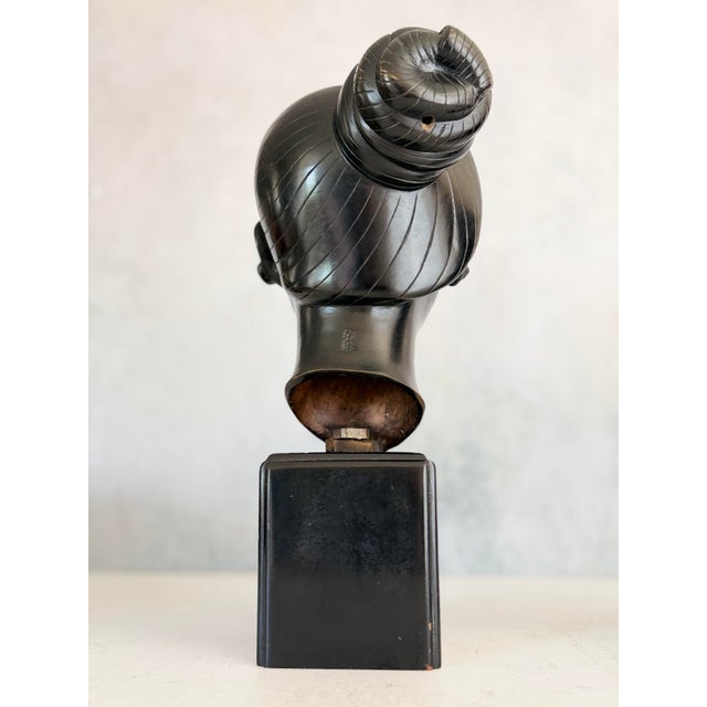Pair of Vietnamese Bronze Bust Sculptures Nguyen Thanh Le Attribution Luxury Asian Art | Mid-Century Patinated Bronze Circa 1950’s For Sale In Chicago - Image 6 of 12