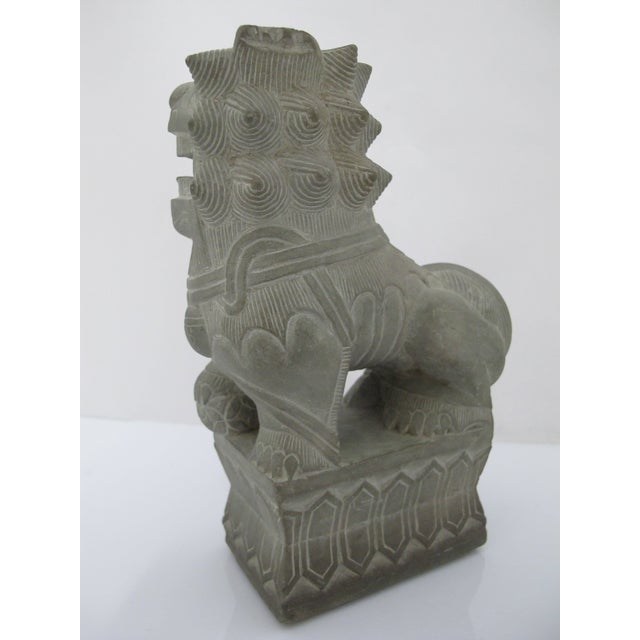 Mid 20th Century Chinese Carved Stone Foo Dog Guardian Lion With Rattling Ball Statue For Sale - Image 5 of 10