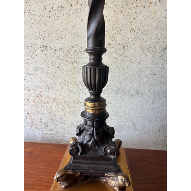 1970s Hollywood Regency Carved Wood and Gilt Rabbit Table Lamps - a Pair For Sale - Image 9 of 9