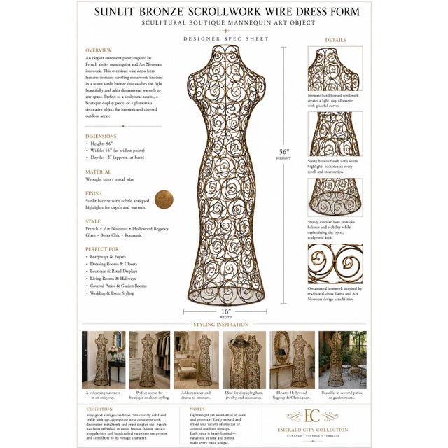 Elegant and sculptural, this oversized wire dress form has been transformed into a dramatic boutique-style statement piece...