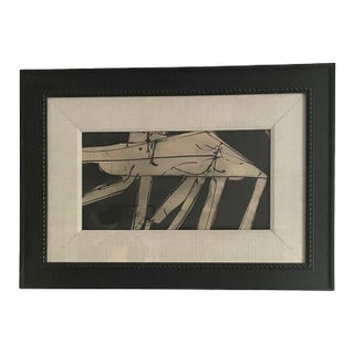 Mid-Century 40’s Black & White Abstract Painting, Framed, Signed, 19” X 26” For Sale