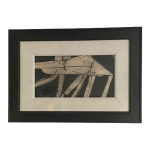 Mid-Century 40’s Black & White Abstract Painting, Framed, Signed, 19” X 26”