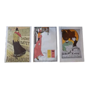 Vintage Elephant Folio Size Art Nouveau Poster Lithographs - Set of 3