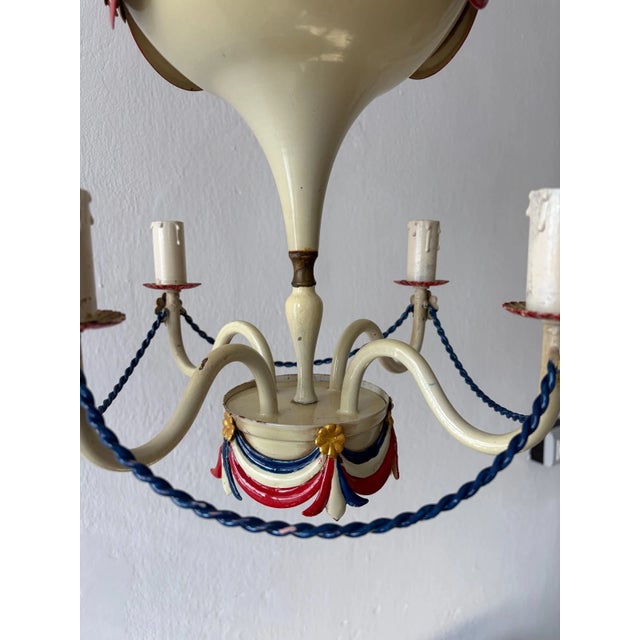 Mid-Century French Flag Tole Hot Air Balloon Chandelier, Circa 1950 For Sale - Image 6 of 9