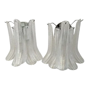 Murano Glass "Selle" Wall Sconces in Kromo Metal Frame - A Pair
