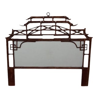 Pagoda King Headboard, Brown, Rattan For Sale