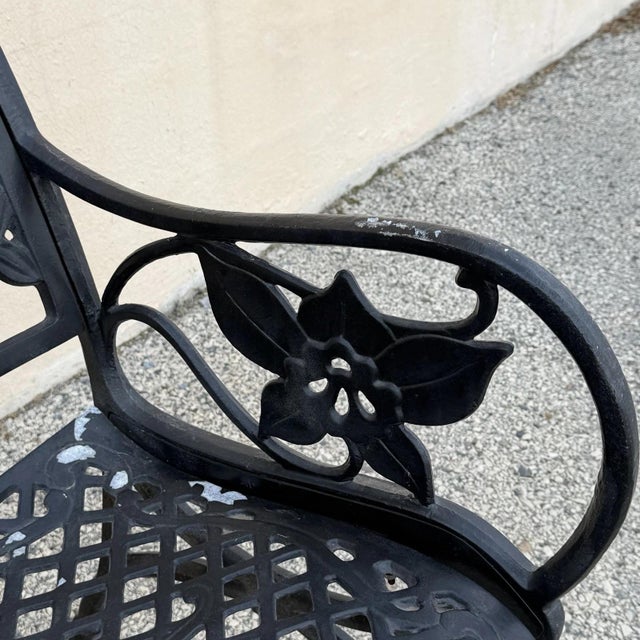 Mid 20th Century Contemporary Art Nouveau Style Cast Aluminum Garden Patio Garden Bench Loveseat For Sale - Image 10 of 15
