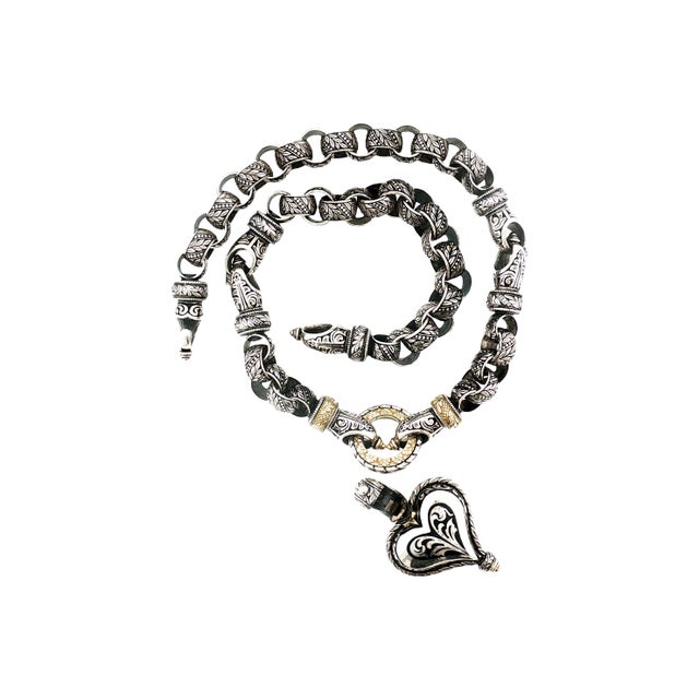 Late 20th-Century Sterling and 18k Bowman Original Reversible Heart Necklace For Sale - Image 10 of 12