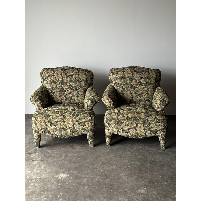 Donghia Sage Acanthus Tapestry Club Chairs, John Hutton for Donghia Luciano, 1990s, Pair For Sale - Image 4 of 18