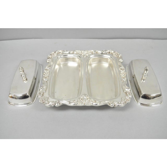 Vintage Poole Lancaster Rose Victorian Silver Plated Twin Double Butter Dish (B) For Sale - Image 11 of 15