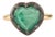 Georgian Era Inspired Button Back Set 2.37 Ct Emerald Heart Ring Size 6.5 in 18k Gold For Sale