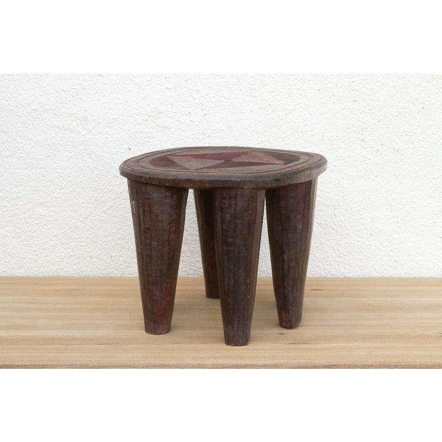 Carved Diamond Top Nupe Stool For Sale In Los Angeles - Image 6 of 8