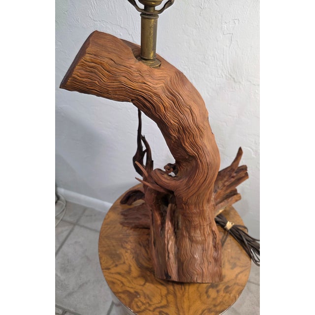 Vintage Driftwood MCM Wood Table Lamp For Sale - Image 4 of 12