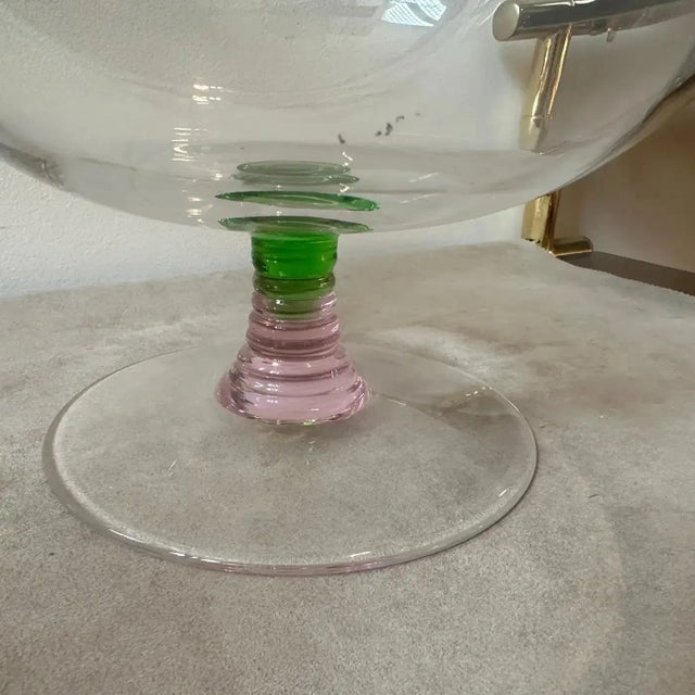 Carlo Nason 1980s Modern Pink, Green and Clear Murano Glass Bowl by Nason & Moretti For Sale - Image 4 of 11
