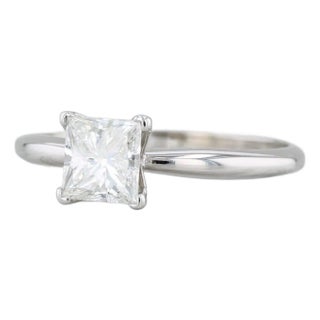 1.40ct Princess Solitaire Engagement Ring 14k White Gold Size 9.75 For Sale