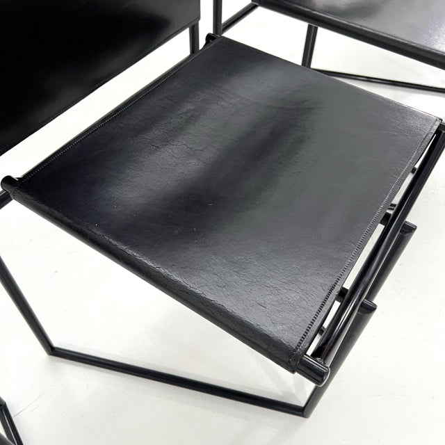 Model 91 Chairs in Black Leater by Mario Botta for Alias, 1990s, Set of 4 For Sale - Image 9 of 16