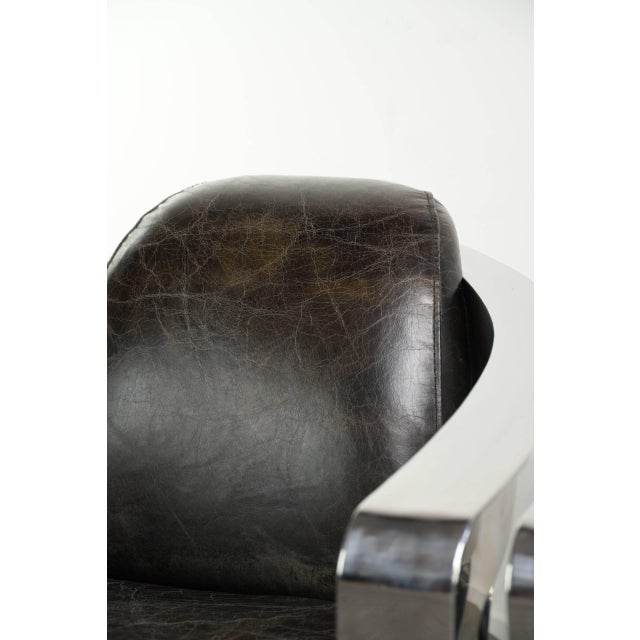 Industrial Black Cowhide Aviator Design Armchairs with Aluminium and Rivets, Set of 2 For Sale - Image 12 of 15