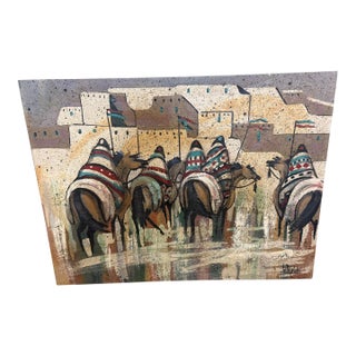 1950s Lee Reynolds Original Mid Century Oil on Canvas Rare Horses/Riders 30x41 For Sale